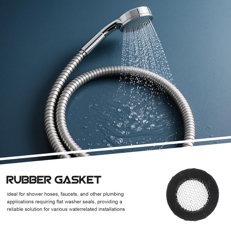 24Pcs Black Rubber Gasket with Screen Mesh 1 2 Inch Filter Washer for Shower Hose Faucet Water Pipes - Image 3